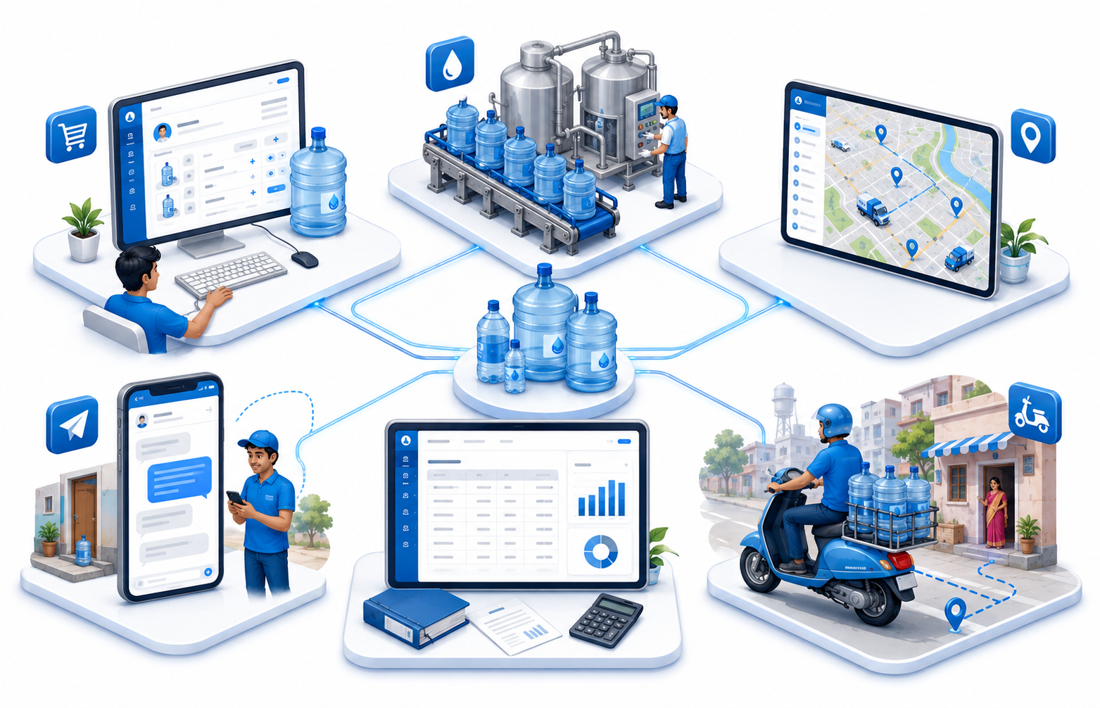 Overview of Mashqi ERP modules connected in one platform